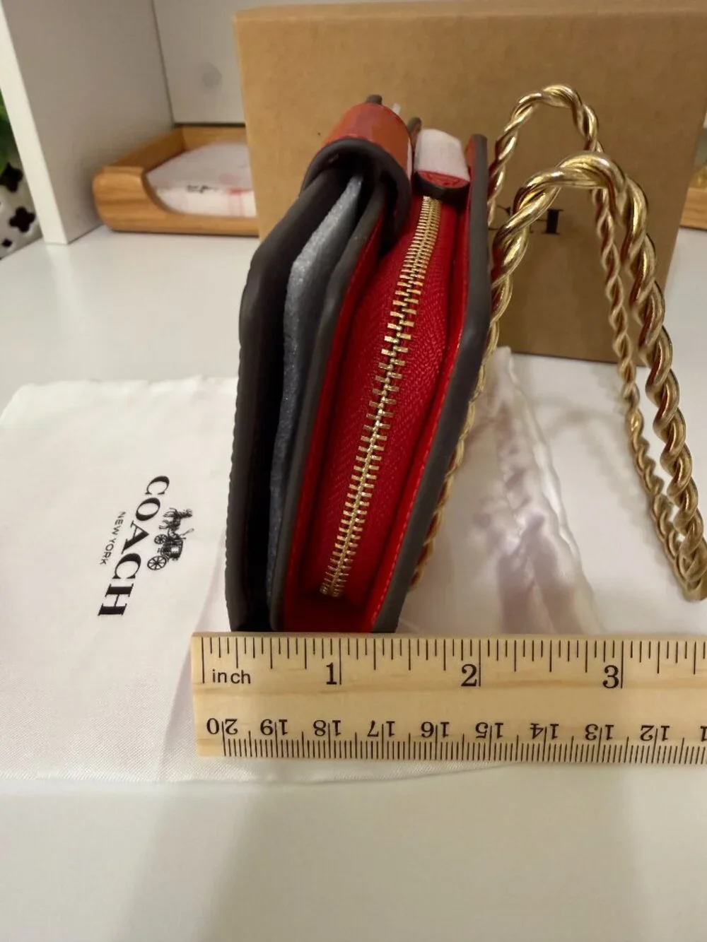 Coach Nina Wallet In Signature Glossy Red Patent Leather
